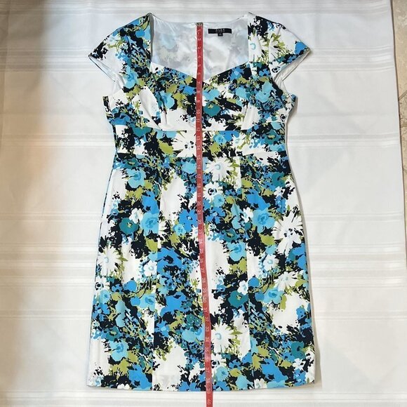 Alex Marie‎ Floral Sheath Dress Square Neckline Cap Sleeve Size 12 EUC - Picture 9 of 14